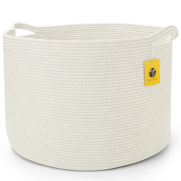 Bambiso XXXXLarge Cotton Rope Basket Jumbo Size 22x22x16 inches, Laundry, Blanket, Nursery, Toy Bin Baskets