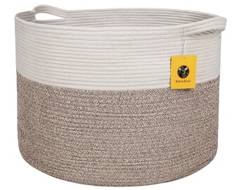 Bambiso Cotton Rope Basket Jumbo Size 22x22x16 inches, Laundry, Blanket, Nursery, Toy Bin Baskets