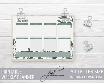 Botanical Weekly Planner A4 Letter - Printable planner Instant Download - PDF File