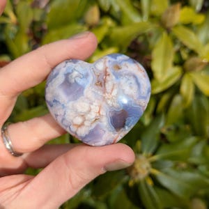 Blue Flower Agate Heart / Crystal Carving