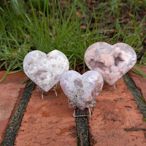Pink Amethyst Heart Carving / Polished Natural Crystal