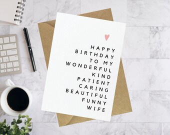 Carte d'anniversaire pour femme // Petite carte A6 pour femme, carte pour elle, jolies cartes pour femme, jolie carte d'anniversaire, jolie carte d'anniversaire, carte de femme
