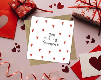 Carte Je t'aime // juste parce que la carte, carte pour petite amie, carte pour petit ami, tu es ma préférée