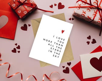 Carte Je t'aime // Petite carte A6, juste parce que carte, carte pour petite amie, carte pour petit ami, tu es ma préférée