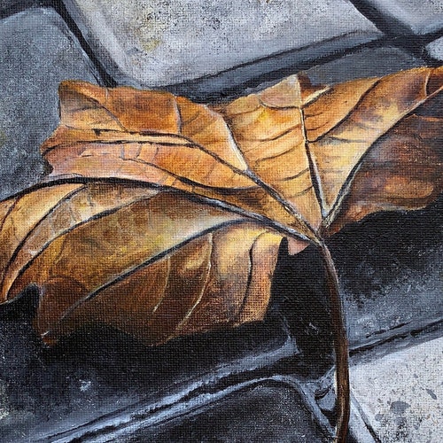 Original acrylic painting of Fall shops Leaf