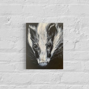 Badger, original acrylic painting on wood