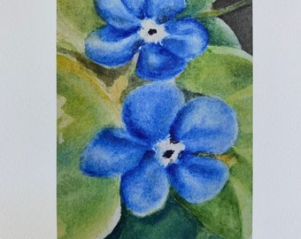 Blue Flower, Giclee print of original watercolor painting