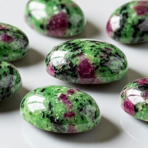 Ruby Zoisite Cabochon: Natural Oval Gemstone, Calibrated Flat Back, Loose Stone
