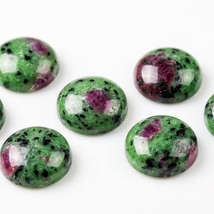 AAA+ Ruby Zoisite Cabochon: Natural Round Gemstone, Calibrated Flat Back, Loose Stone