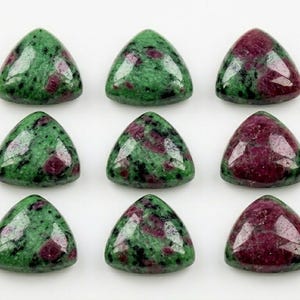 Ruby Zoisite Cabochon: Natural Trillion Gemstone, Calibrated Flat Back, Loose Stone for Jewelry Making