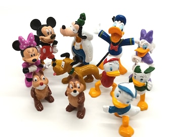 Disney vintage, figurine vintage, figurines PVC vintage, Mickey Mouse, Minnie Mouse, Daisy Duck, Pluton, Chipmunks, Dingo, jouets vintage