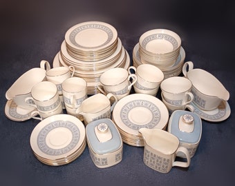 Royal Doulton Counter Point, service à café vintage, ensemble Demitasse, assiette vintage, assiette latérale, assiette à salade, bol à dessert, saucière