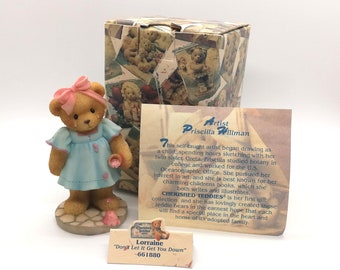 Estatueta de ursinhos queridos, estatueta Enesco, Lorraine, enfeite de urso, 661880, decoração de quarto de meninas, decoração de casa vintage, presente feminino vintage
