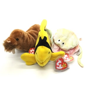 Vintage Beanie Babies, Bubbles Beanie Baby, Goochy Beanie Baby, Paul Beanie Baby, Beanie Baby Errors, Collectable Toy, Fish Plush