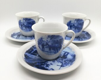 Tasses à café hollandaises, tasses Delft, Ter Steege Delft Blauw, tasse et soucoupe Demitasse, tasses à expresso vintage, cadeau vintage pour femmes
