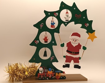 Ornement de Père Noël en bois, Décoration d’affichage de Noël, Père Noël vintage, Ornement du Père Noël, Décor de Noël vintage