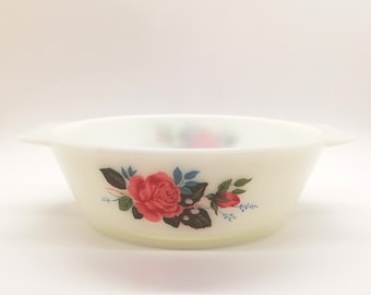 Rose cottage en pyrex, plat en pyrex vintage, cocotte en pyrex, bol en pyrex, bol à dessert, cuisine rétro, ustensiles de cuisine vintage, cadeau femme