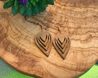 Reverse Teardrop Walnut Earrings