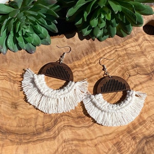 Walnut Macrame Earrings