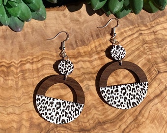 Walnut cheetah earrings