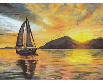 Sunset Sail - Acrylic on Canvas Art Print