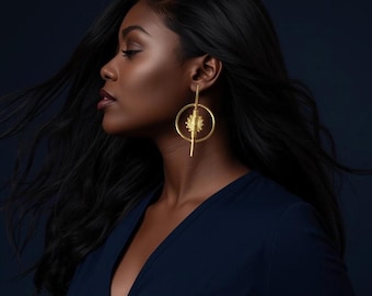 Gold-plated bronze earrings - Baoulé weight earrings - Authentic craftsmanship - Ethnic jewelry - ESI