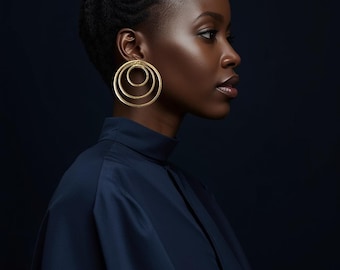 Gilded bronze earrings - Authentic handmade craftsmanship - AYÈBA