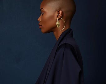 Gold-plated bronze hoop earrings with mask - IRETI