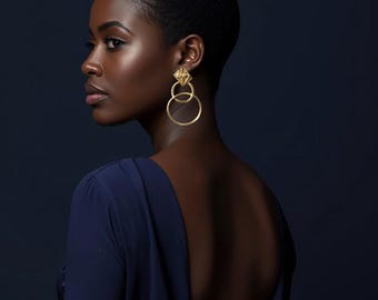 Gold-plated bronze earrings - Baoulé weight earrings - Authentic craftsmanship - Ethnic jewelry - NAIMA