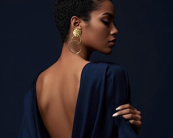 Gold-plated bronze earrings - Baoulé weight earrings - Authentic craftsmanship - Ethnic jewelry - NAIMA