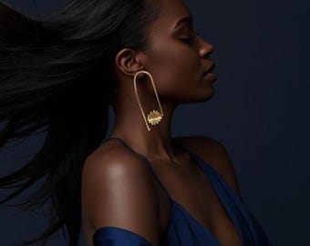 Gold-plated bronze earrings - Baoulé weight earrings - Authentic craftsmanship - Ethnic jewelry - EFFY