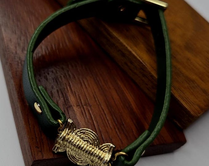 Leather bracelet with bronze beads, unisex bracelet, ethnic bracelet - FANGAN