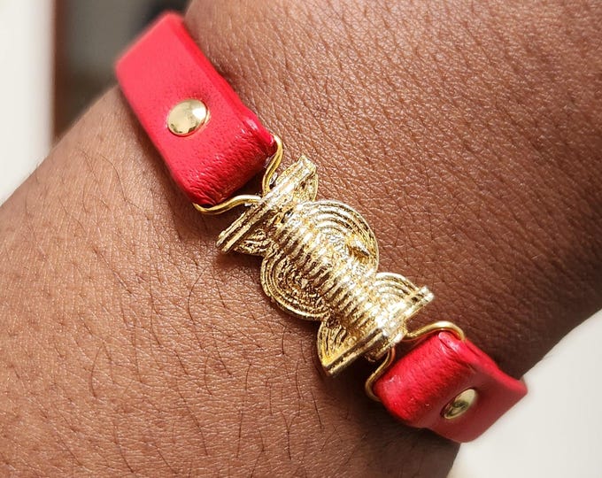 Leather bracelet with bronze beads, unisex bracelet, ethnic bracelet - FANGAN