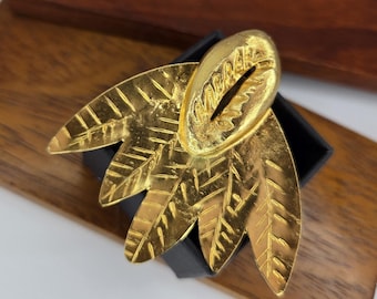 Adjustable ring in gilded bronze with shell, cowrie - SIKA