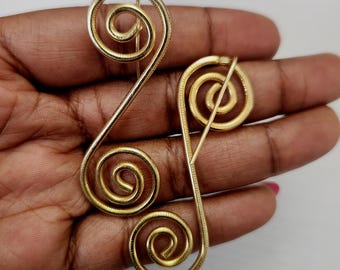 Gold-plated bronze earrings - Geometric jewelry - Afro earrings - MOYO