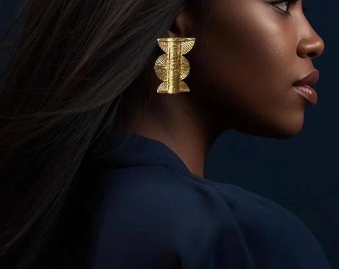 Bronze Earrings, Geometric Earrings, Ethnic Earrings - INAYAH