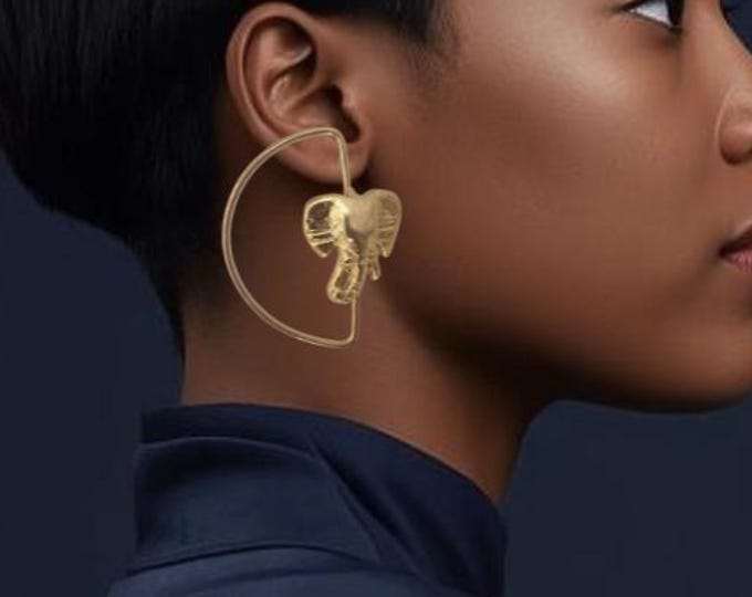 Ethnic Afro Dangle Earrings in Gold Bronze - Authentic Handmade Crafts - SWUI