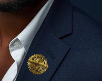 Unisex bronze brooch, lapel pin, costume accessory, suit pin, ethnic accessory - AKAN