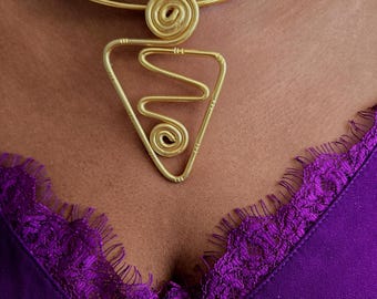 Gold-plated bronze choker necklace - ethnic necklace - AMEYO