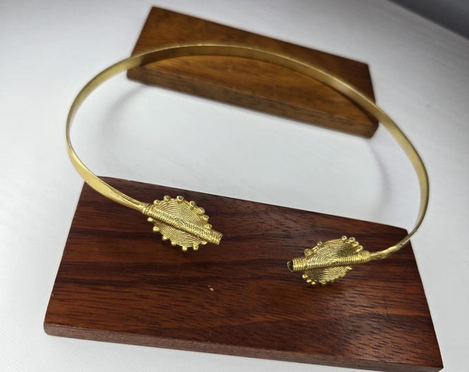 Gold Plated Bronze Choker Necklace – Minimalist Afro Choker – AKOMA