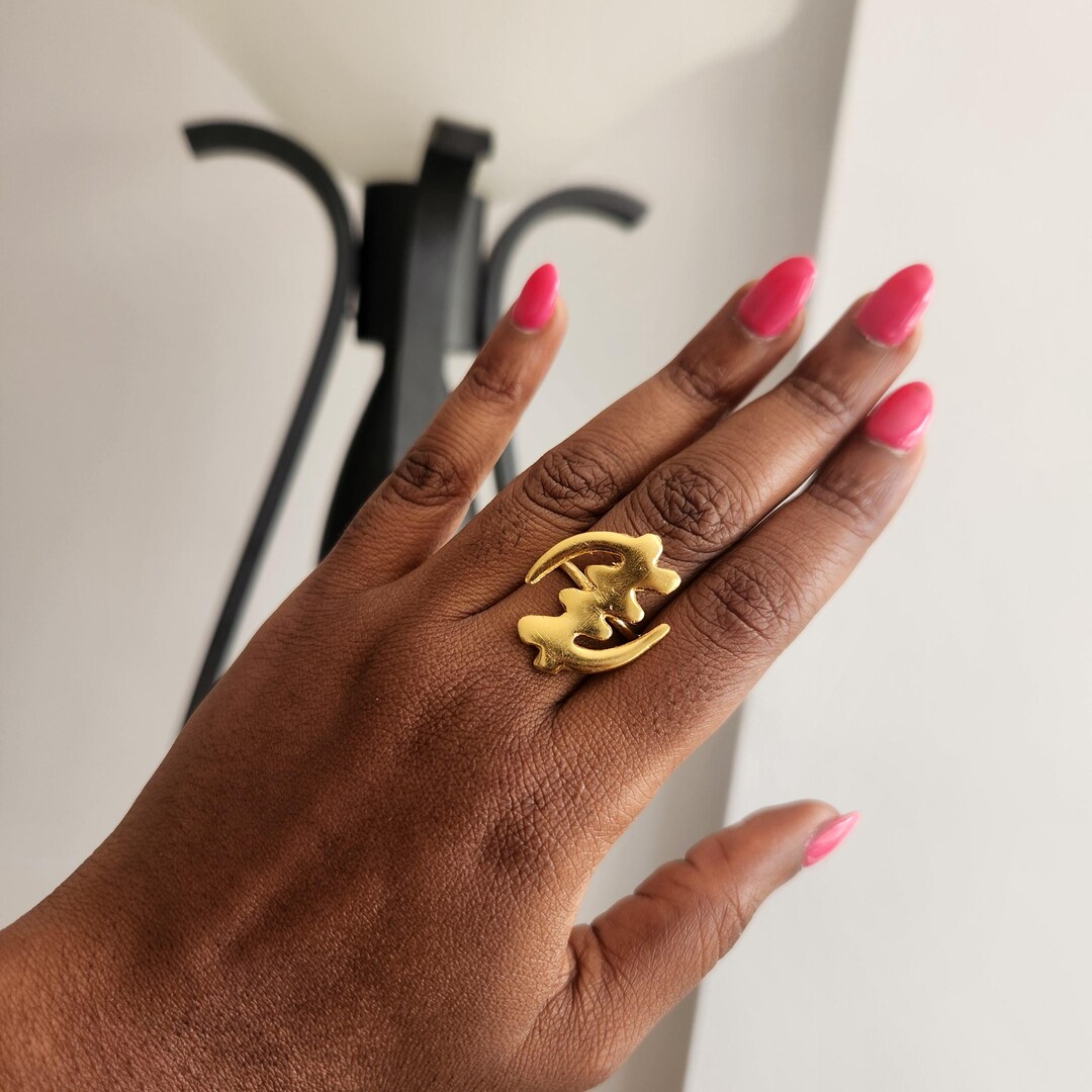 Gold-plated Bronze Ring in the Shape of an Adinkra Symbol - Ghana ...