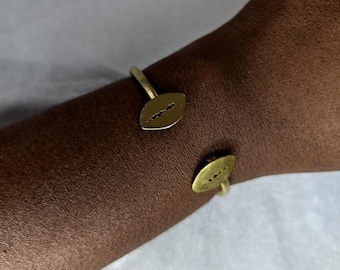 Gold-plated bronze bracelet - Ethnic bracelet - Afro bracelet - Doublement Cauris