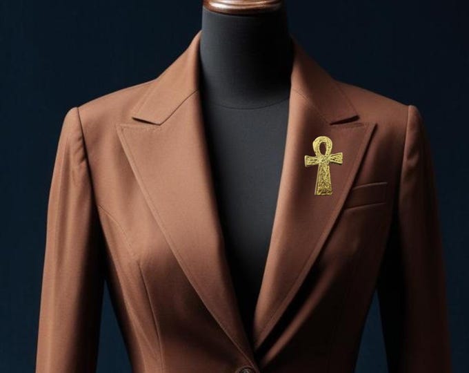 Unisex Bronze Brooch Boutonniere,Costume Accessories,Costume Lapel Pin,Ethnic Accessories- ANKH