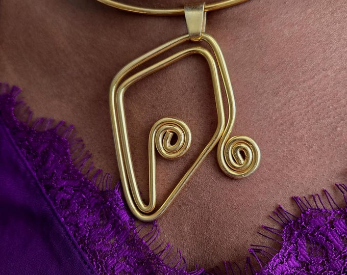Gold-plated bronze choker necklace - ethnic necklace - AMEYO