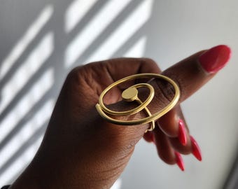 Adjustable textured gold bronze ring - YEMI