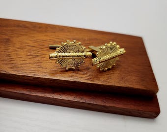 Gold-Plated Bronze African Cufflinks – Handmade West African Heritage Gift for Men –YASSOUA