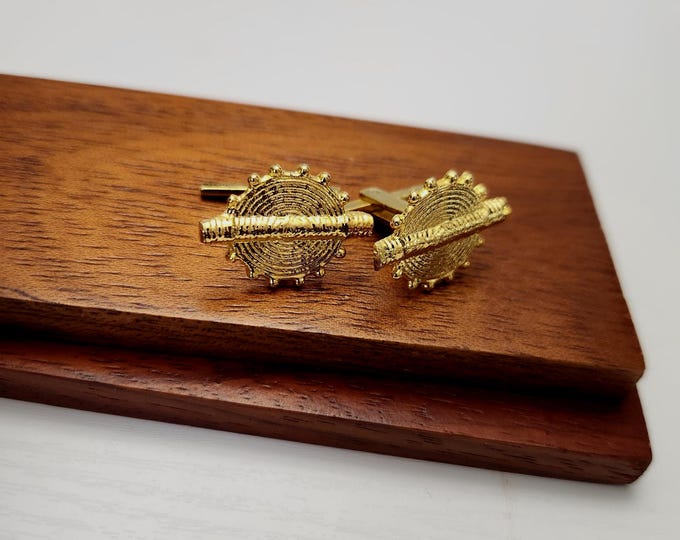 Authentic Afro Chic Ethnic Cufflinks in Gold Bronze - Handmade - YASSOUA