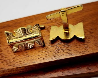 Authentic Afro Chic Ethnic Cufflinks in Gold Bronze - Handmade - Men's Gifts - Afro Inspired Accessories - WOODY