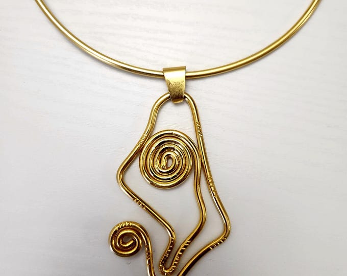 Gold Plated Bronze Choker Necklace – Minimalist Afro Choker – AMEYO