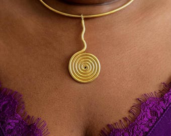 Gold-plated bronze choker necklace - ethnic necklace - AMEYO